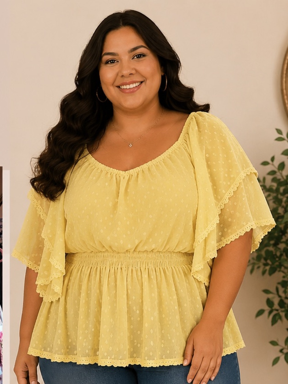 boohoo flutter yellow blouse 🌸
